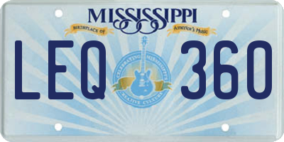 MS license plate LEQ360