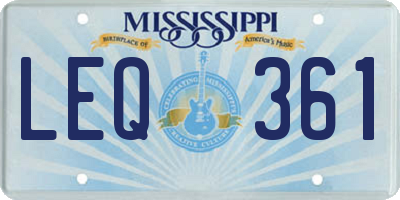 MS license plate LEQ361