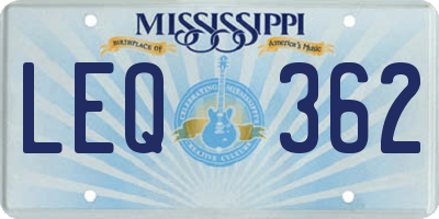 MS license plate LEQ362