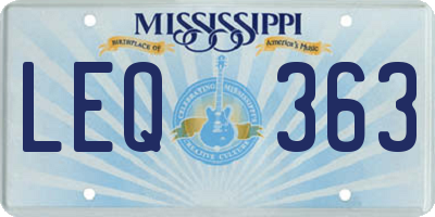 MS license plate LEQ363