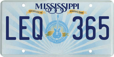 MS license plate LEQ365
