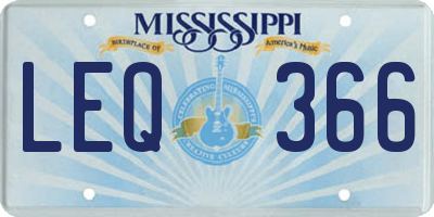 MS license plate LEQ366