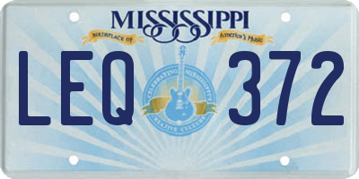 MS license plate LEQ372