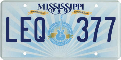 MS license plate LEQ377
