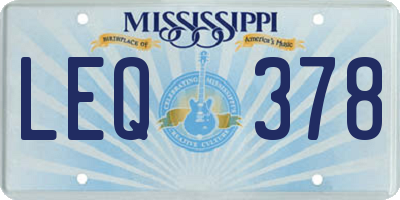 MS license plate LEQ378