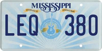MS license plate LEQ380