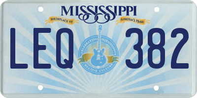 MS license plate LEQ382