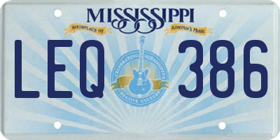 MS license plate LEQ386