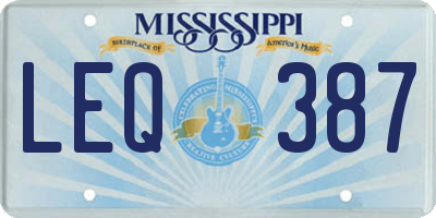 MS license plate LEQ387