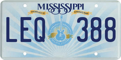 MS license plate LEQ388
