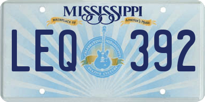 MS license plate LEQ392