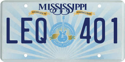 MS license plate LEQ401