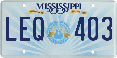 MS license plate LEQ403