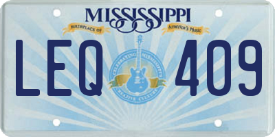 MS license plate LEQ409