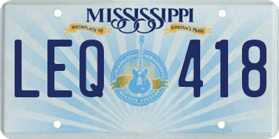 MS license plate LEQ418