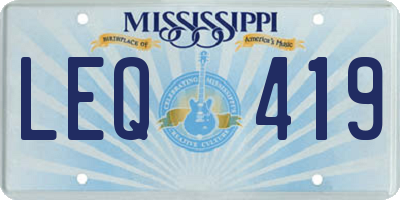 MS license plate LEQ419