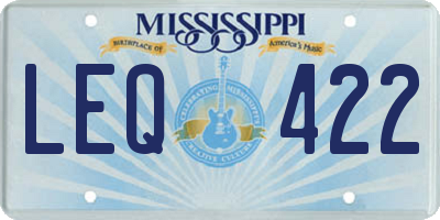 MS license plate LEQ422