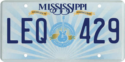 MS license plate LEQ429