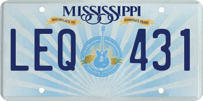 MS license plate LEQ431