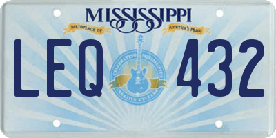 MS license plate LEQ432
