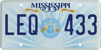 MS license plate LEQ433