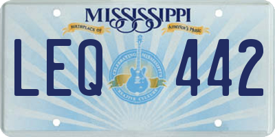 MS license plate LEQ442