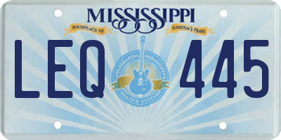 MS license plate LEQ445