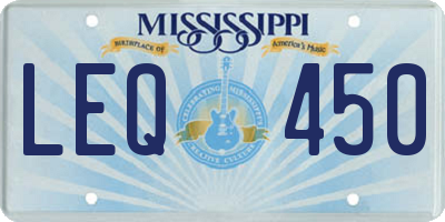 MS license plate LEQ450