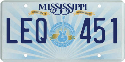 MS license plate LEQ451