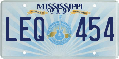 MS license plate LEQ454