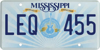 MS license plate LEQ455