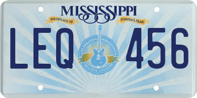 MS license plate LEQ456