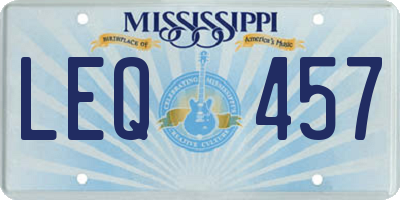 MS license plate LEQ457