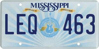 MS license plate LEQ463