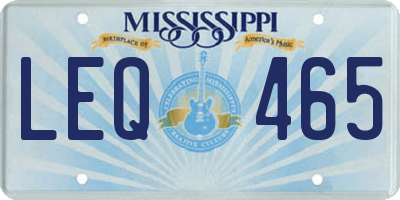 MS license plate LEQ465