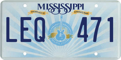 MS license plate LEQ471