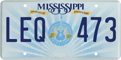 MS license plate LEQ473