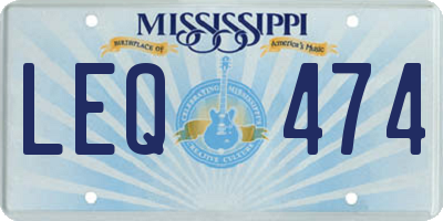 MS license plate LEQ474