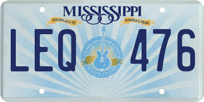 MS license plate LEQ476