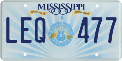 MS license plate LEQ477