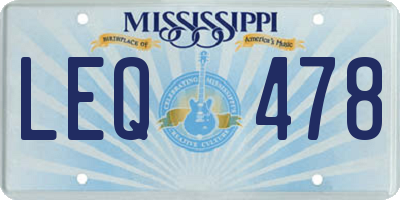 MS license plate LEQ478