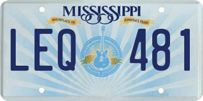 MS license plate LEQ481