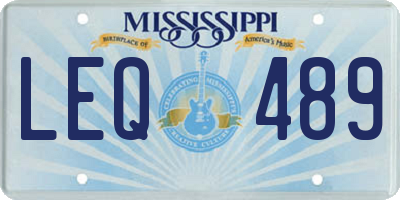 MS license plate LEQ489