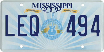 MS license plate LEQ494
