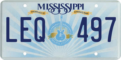 MS license plate LEQ497