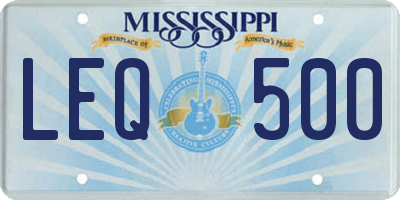 MS license plate LEQ500