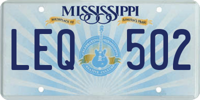MS license plate LEQ502