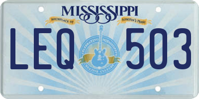 MS license plate LEQ503