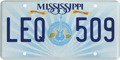 MS license plate LEQ509