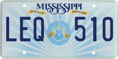 MS license plate LEQ510
